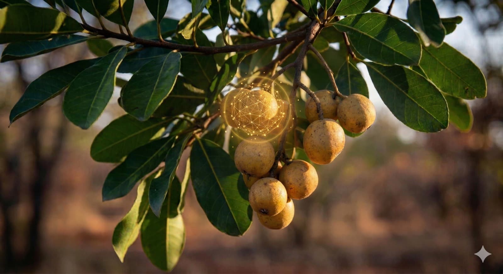 The amasuku fruit, also known as the wild loquat, growing naturally in Zambian woodland