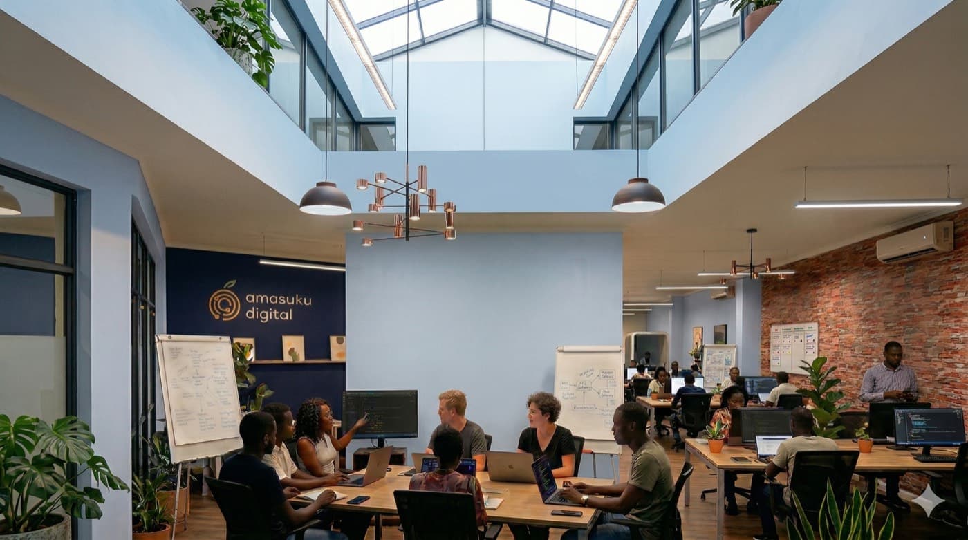 The amasuku digital team collaborating on product development